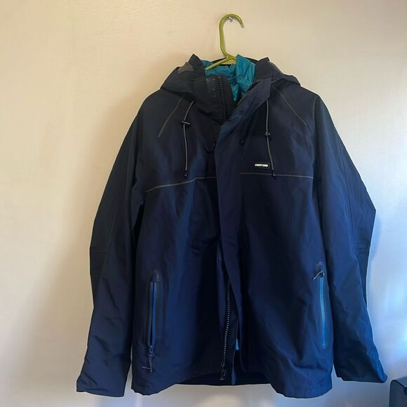 MEN’S SIZE LARGE LANDS’ END CONVERTIBLE WATER/WINDPROOF SQUALL COAT W/DOWN VEST - Picture 1 of 14